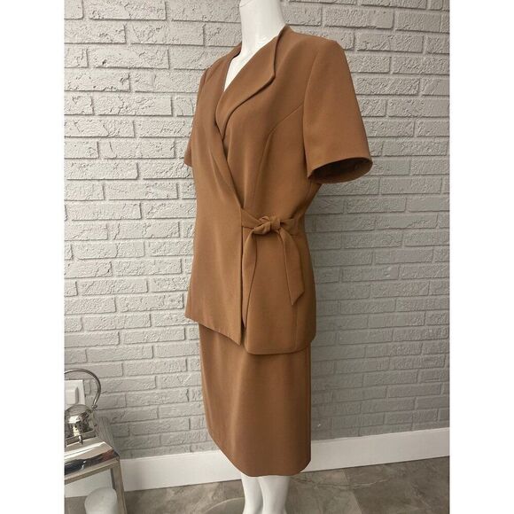 Kasper ASL Women Career Short Sleeve Jacket & Skirt 2 Pcs Suit Set Size 12 - Picture 2 of 11